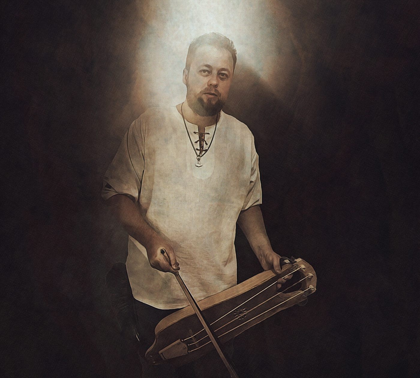 Danheim playing the tagelharpa in torchlight
